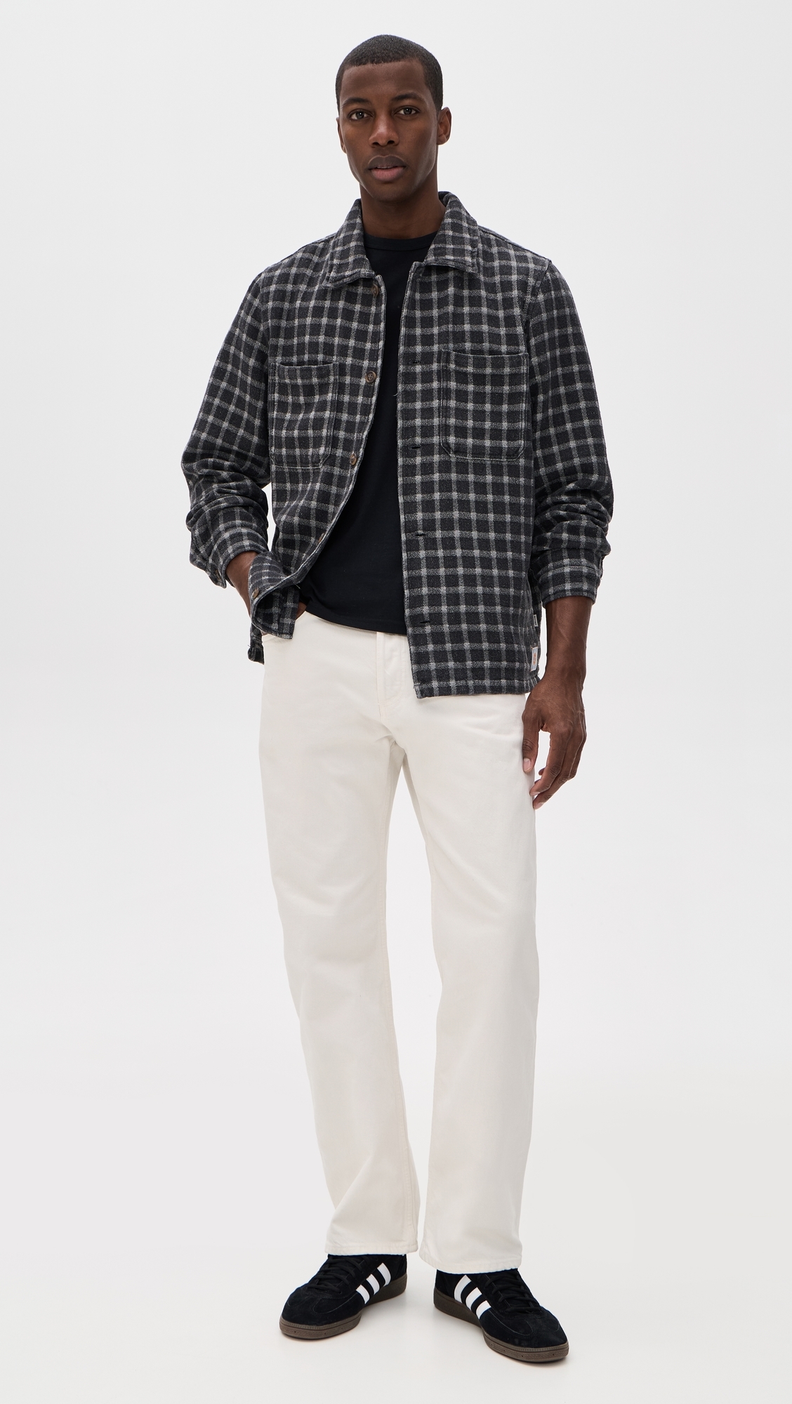 Jacquard Check Shirt Charcoal