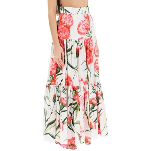 Floral-print tiered maxi skirt - White