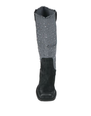 Woman Boot Black Size 10 Leather, Textile fibers