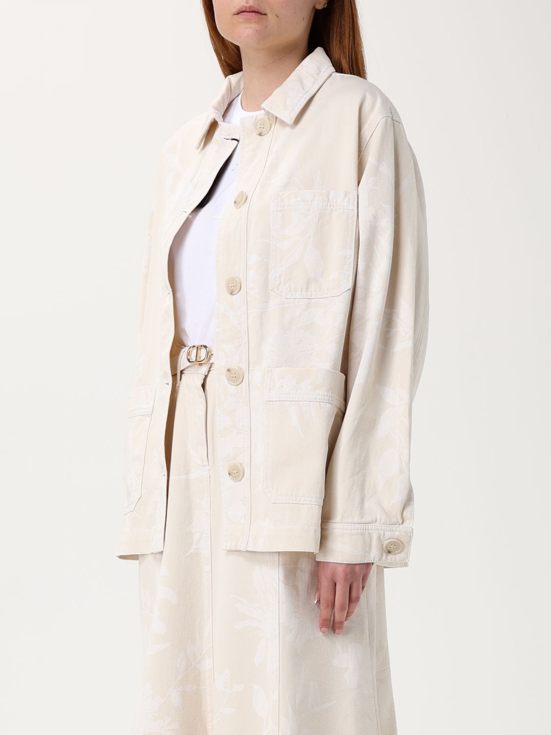 TWINSET floral-jacquard shirt jacket - White