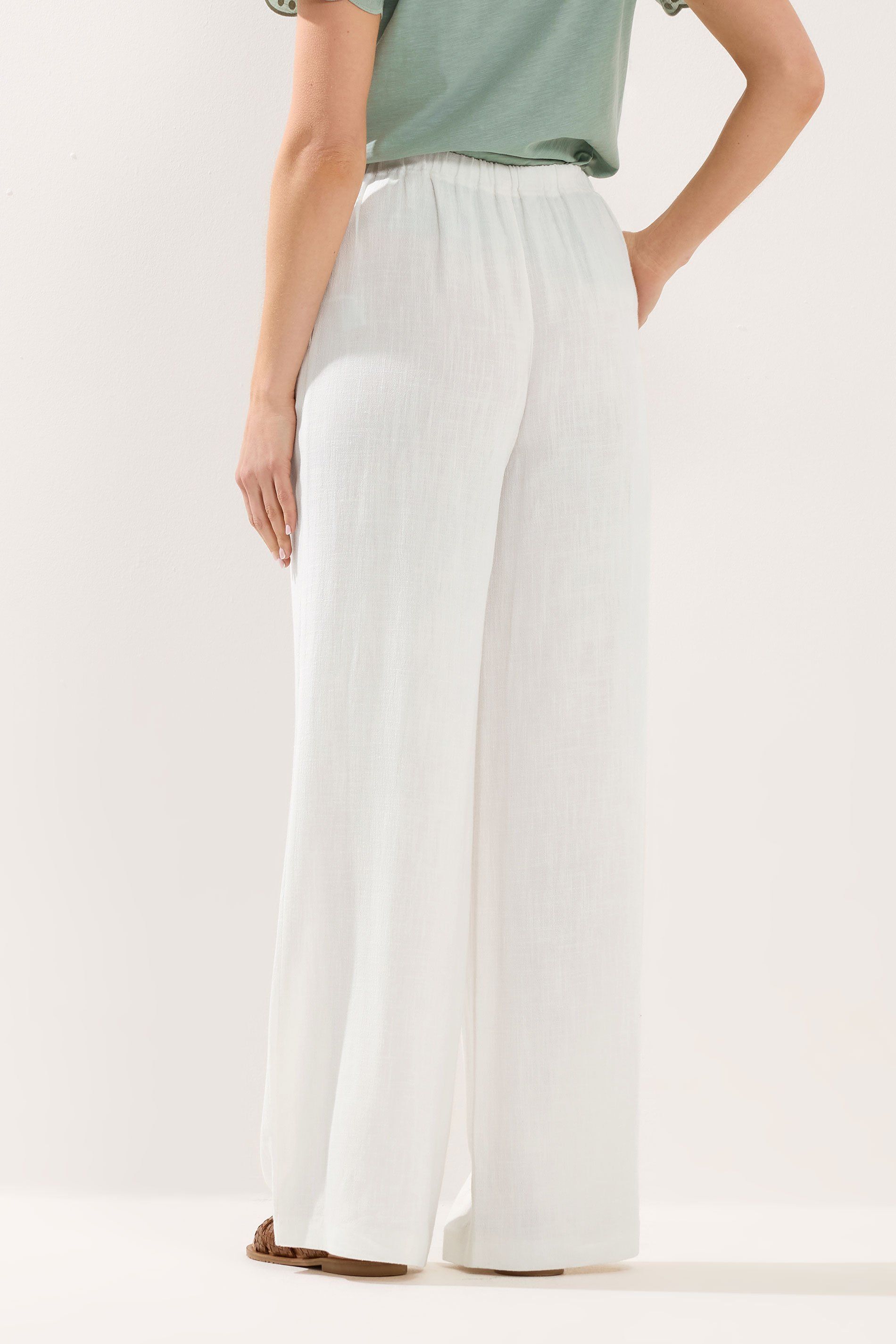 Long Tall Sally Women's Tall Wide Leg Linen Trousers in White