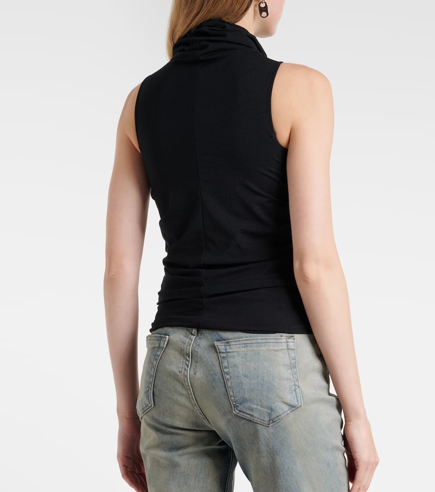 Cutout ruched jersey top