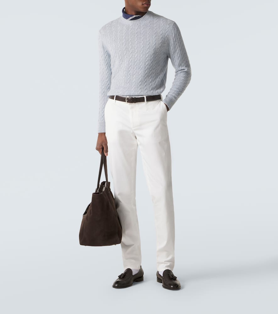 Cable-knit cashmere and linen sweater