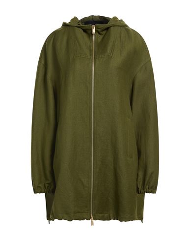 Woman Overcoat & Trench Coat Military green Size M Linen, Virgin Wool