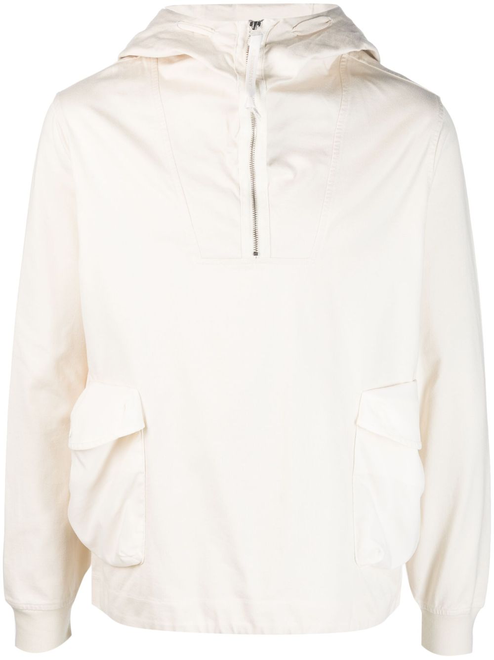 Goggles-detail cotton hoodie - Neutrals