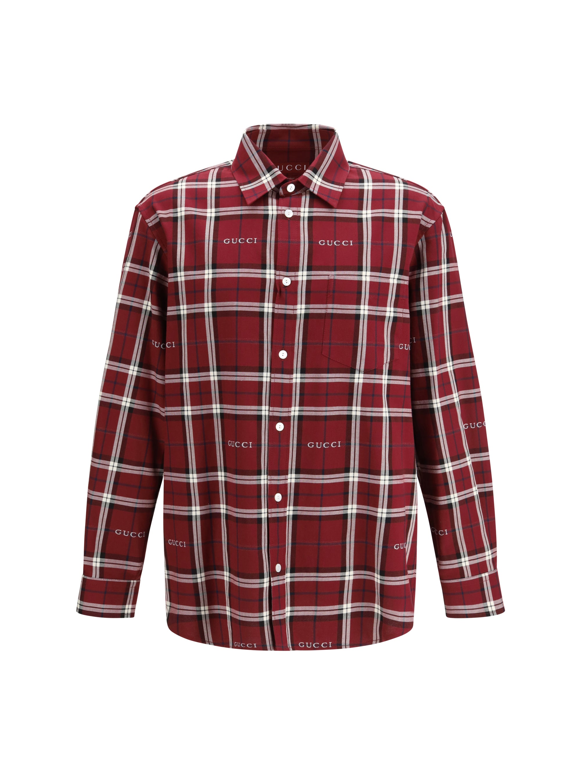 Tartan Cotton Jacquard Shirt — Bordeaux