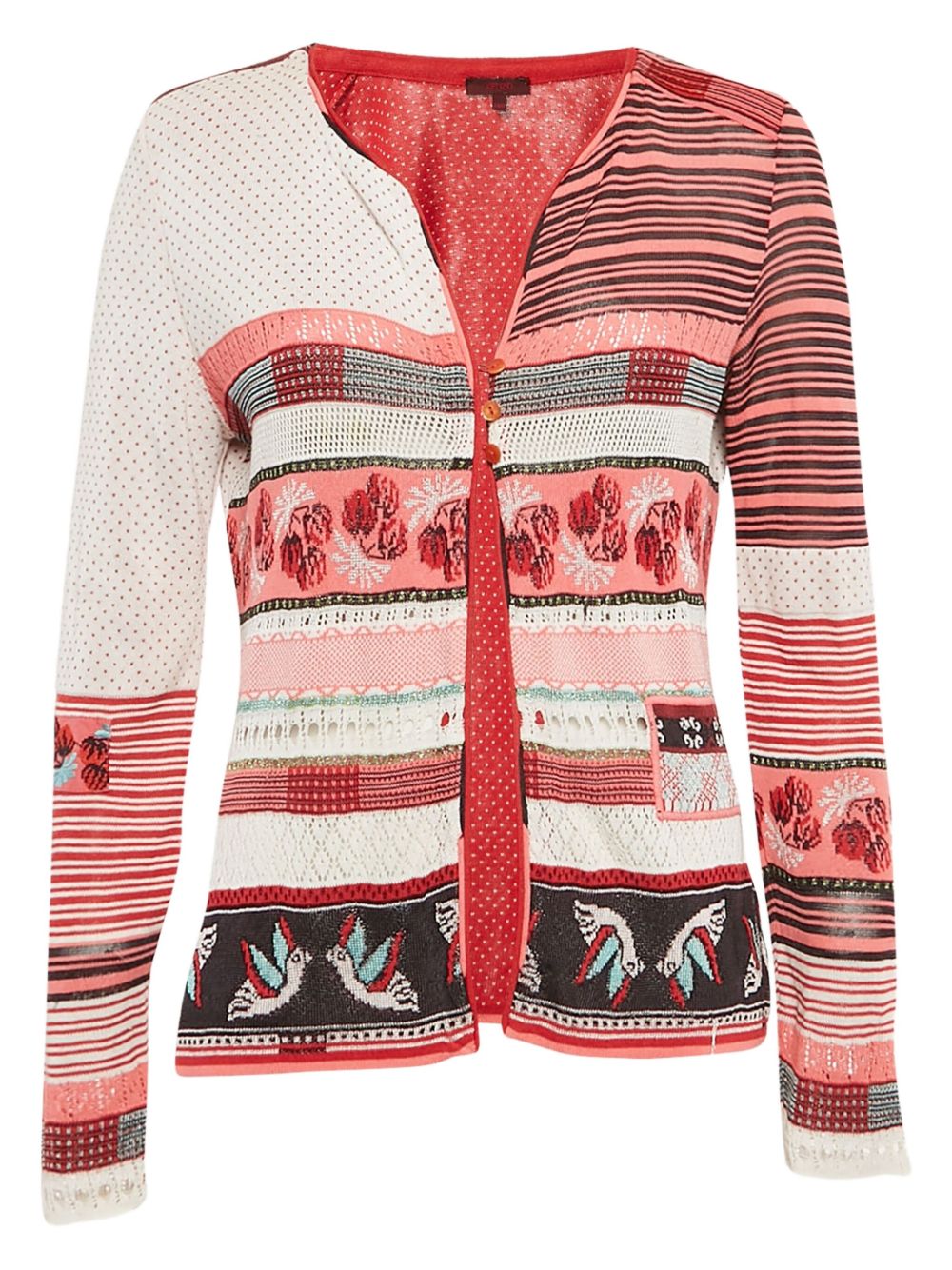 Patterned button-up cardigan - Red