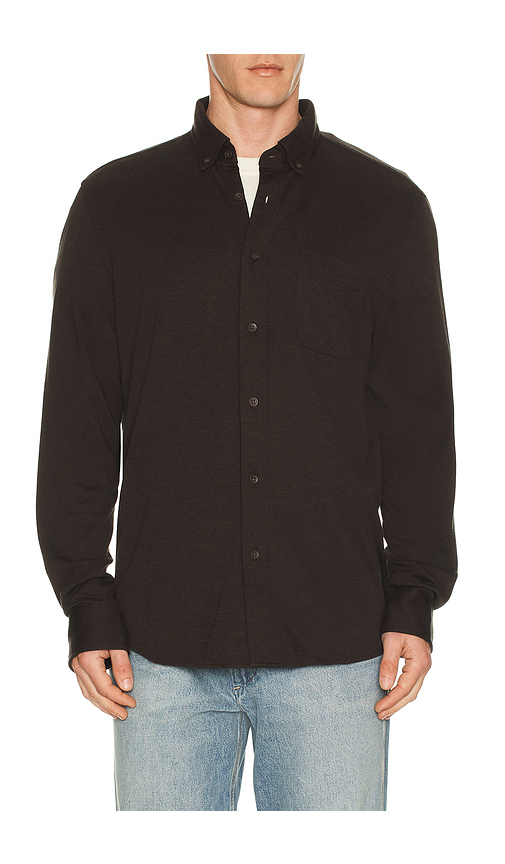 Faherty Coastline Knit Shirt in Brown. L. Also in M, S, XL/1X