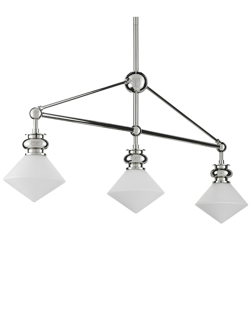22.5In Rycroft Nickel Rectangular 3-Light Opaque Glass Chandelier