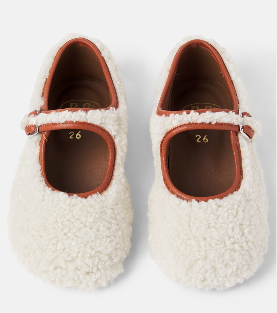 PèPè Leather-trimmed shearling ballet flats