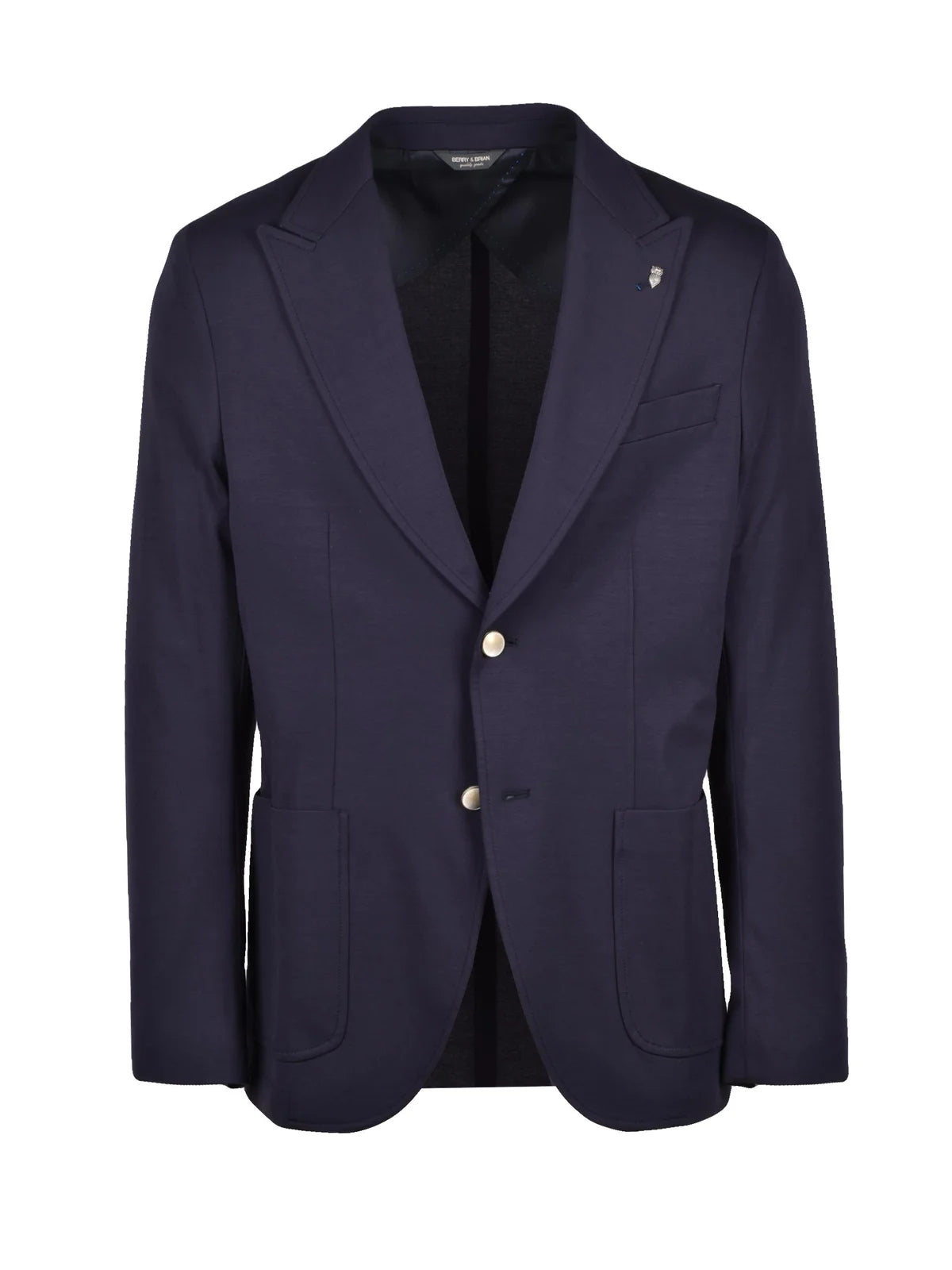 Blue Rounded Viscose Polyamide Elastane Blazer Jacket