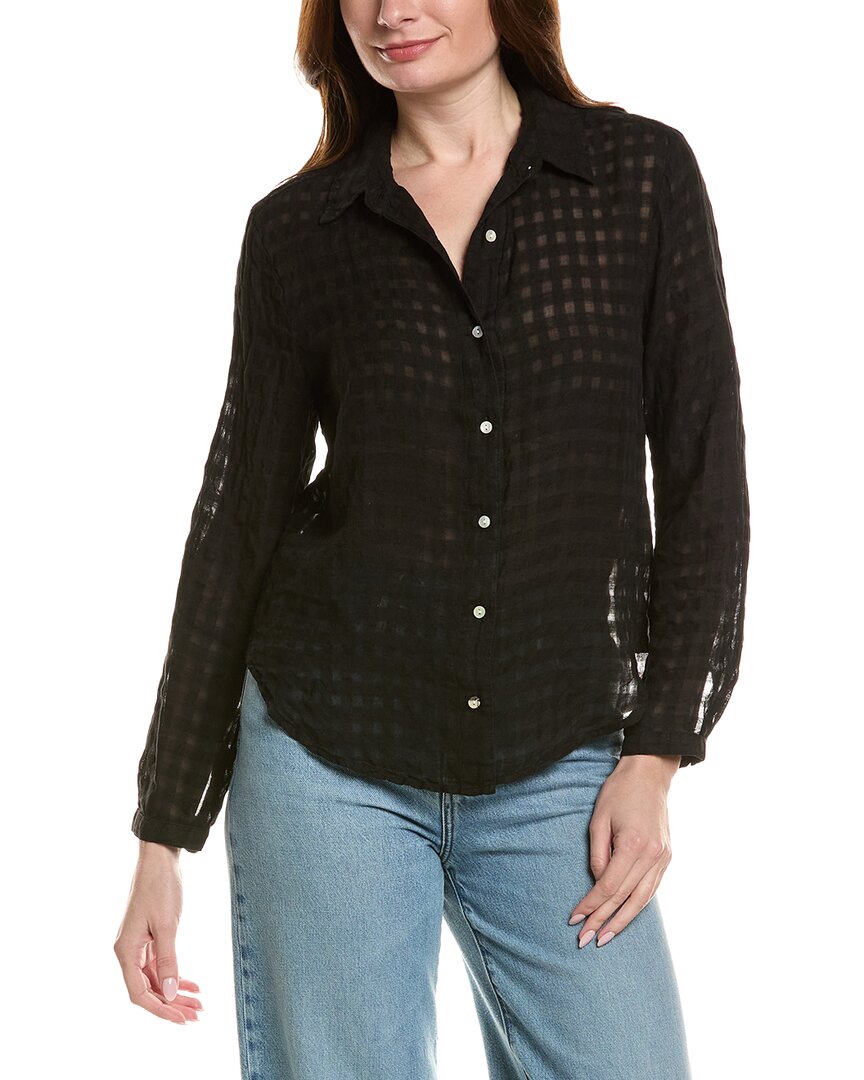 Clean Front Button Down Linen-Blend Shirt