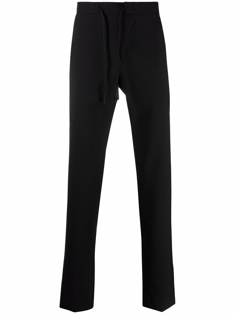 Drawstring waist straight-leg trousers - Black