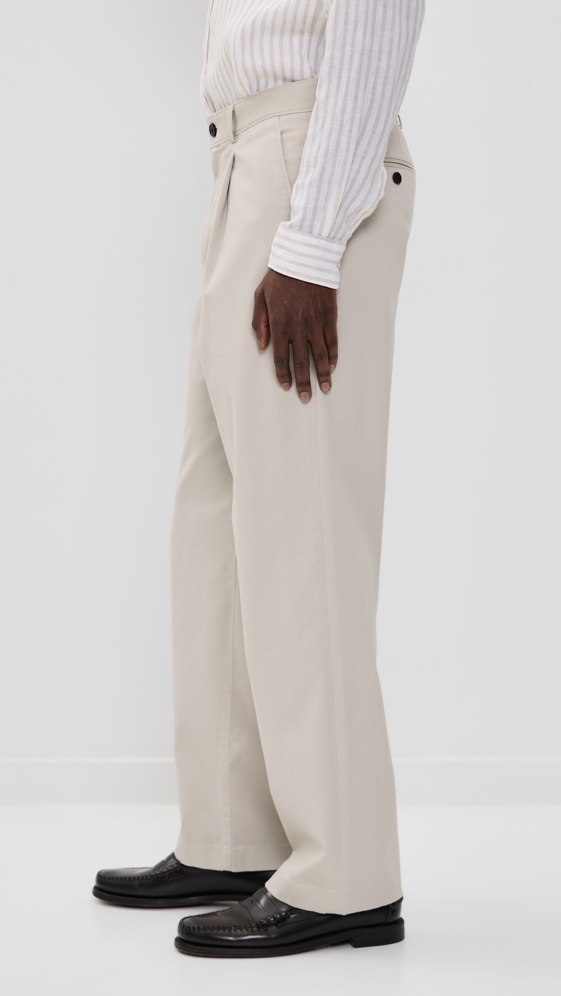 Relaxed Pleat Pants in Moonsoft Cotton Silver Cloud
