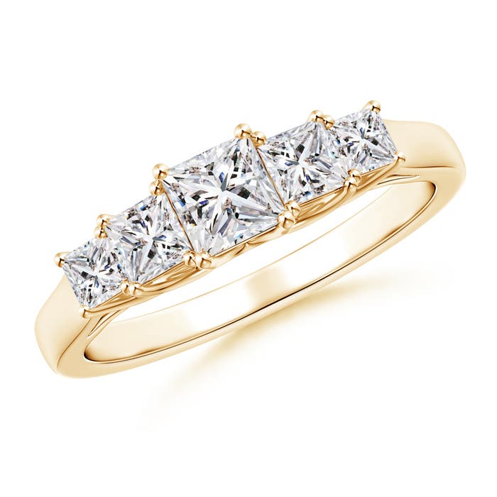 Angara 0.36 Carat Graduated Princess-Cut Trellis Diamond Five Stone Ring in 14K Yellow Gold