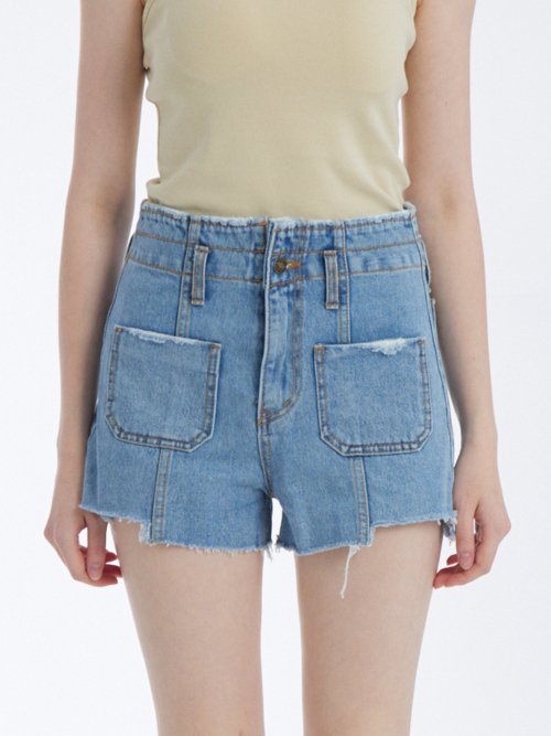 Pocket denim shorts blue
