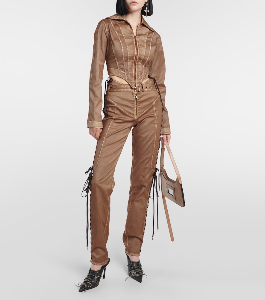 X KNWLS cropped denim corset jacket