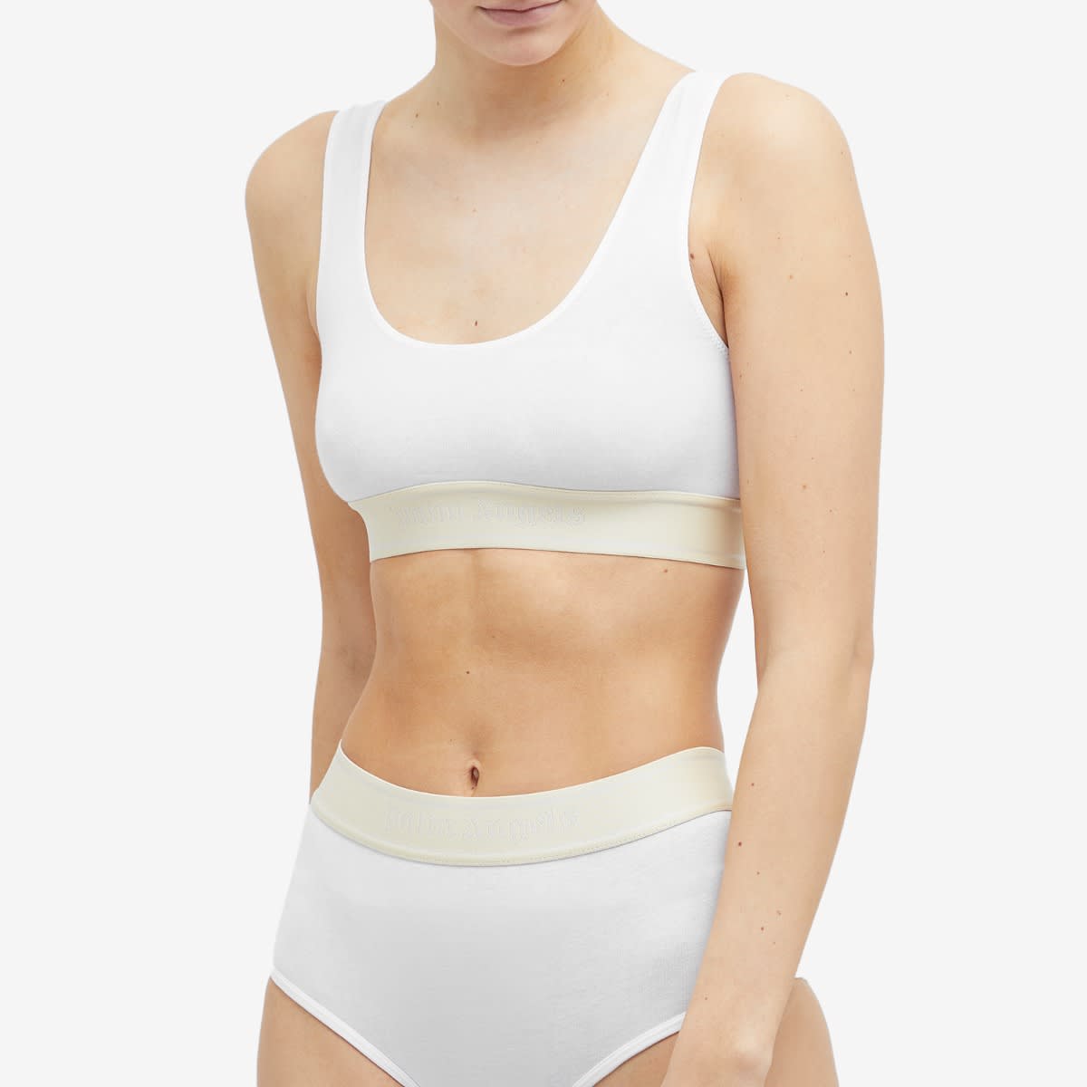 Women's Logo Tape Bra in White, Size Small 