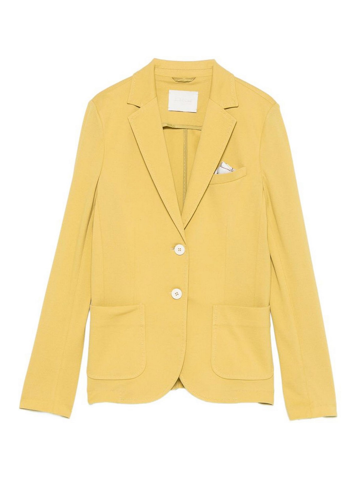Yellow stretch cotton single-breasted blazer