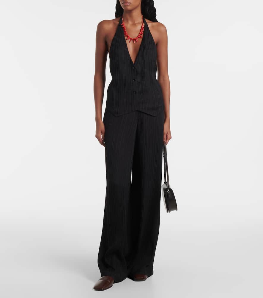 Suez pleated halterneck vest