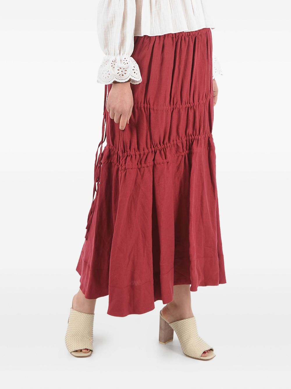 Drawstrings maxi skirt - Red