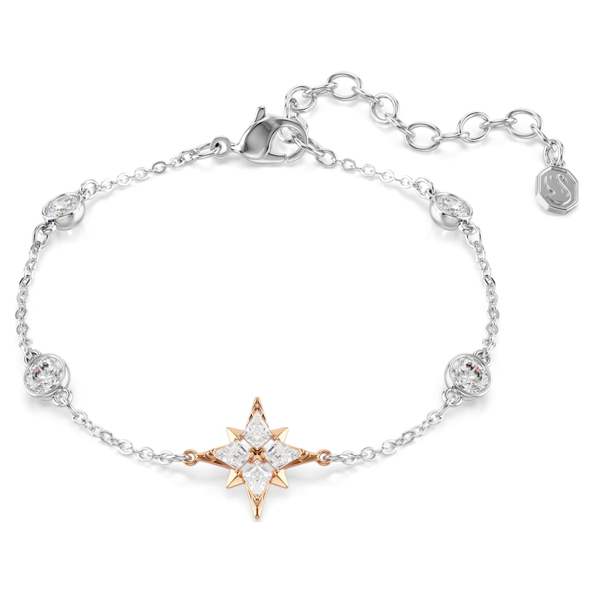 Symbolica bracelet, Round cut, Moon, White, Mixed Plating