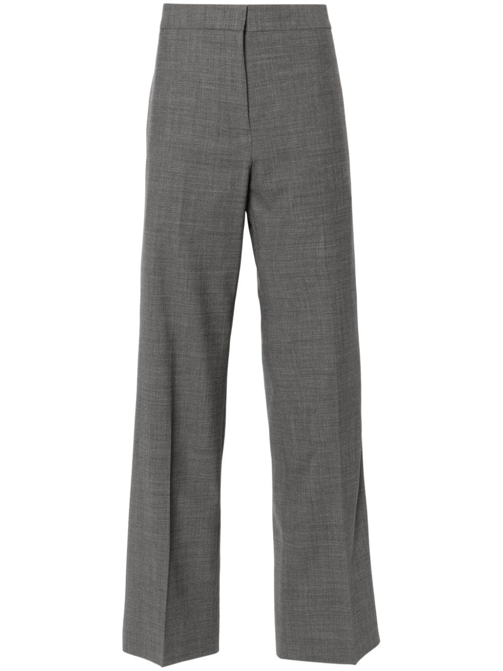 Pressed Crease Straight-Leg Trousers — Grey