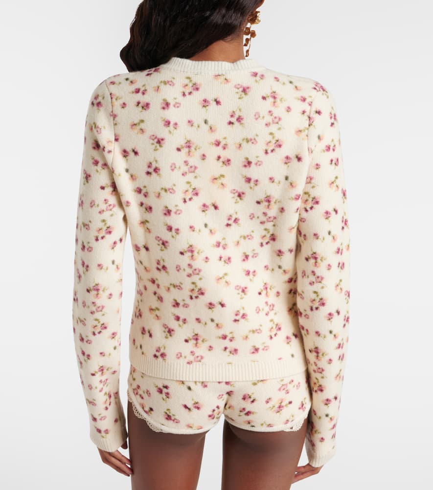Floral wool, silk, and cashmere shorts