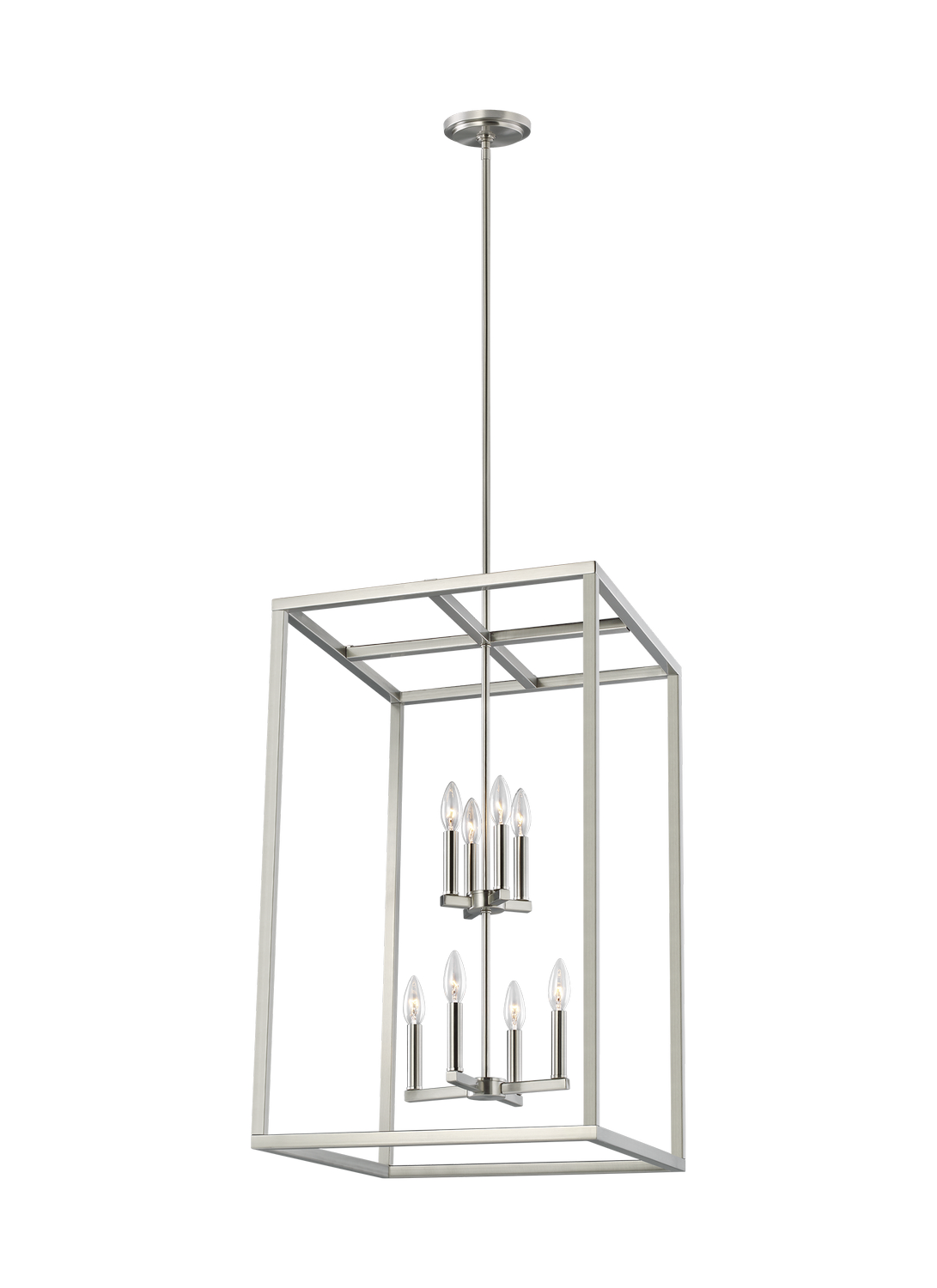 Brushed Nickel Eight Light Hall Foyer from the Moffet Street Collection
