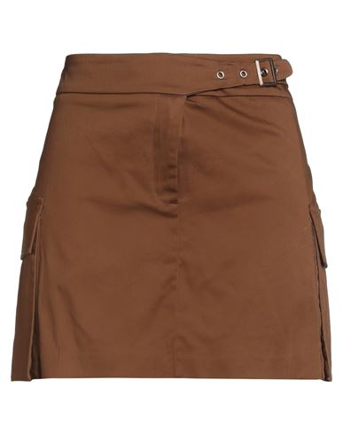 Woman Mini skirt Brown Size 6 Cotton, Elastane