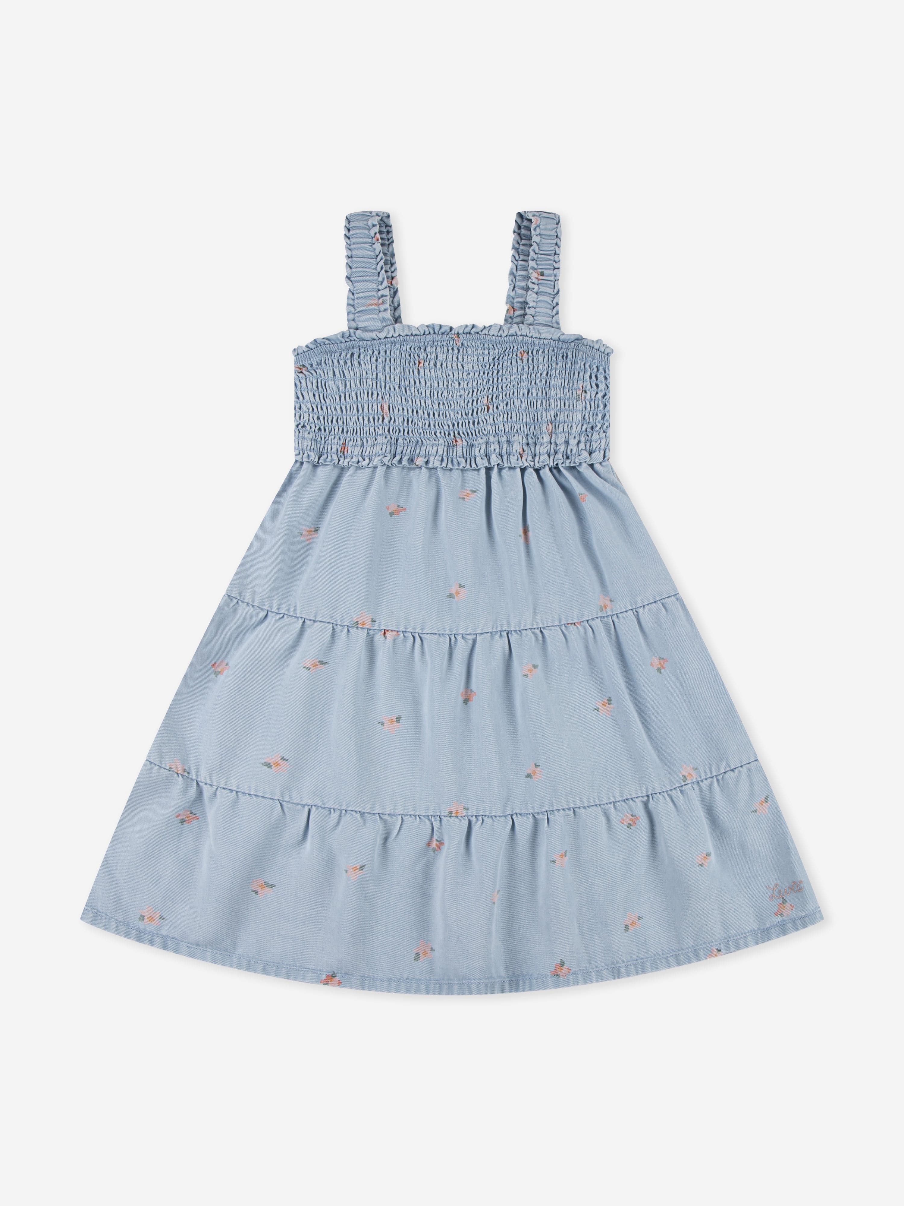 Levi's Kids Wear Girls Baby Doll Smocked Dress in Blue 10 Yrs