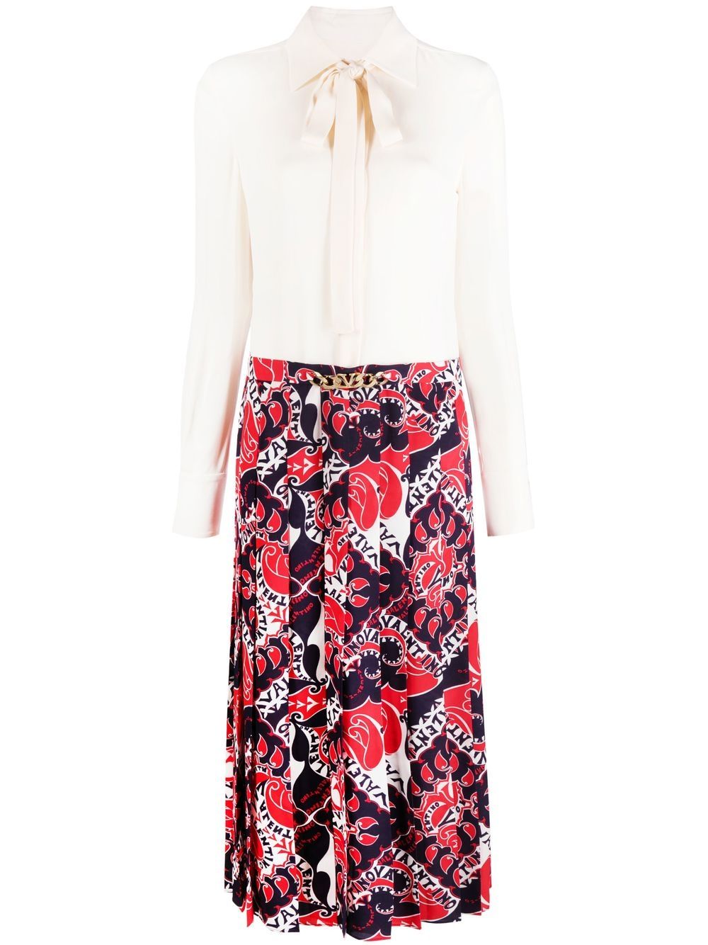 Silk logo-print dress - White