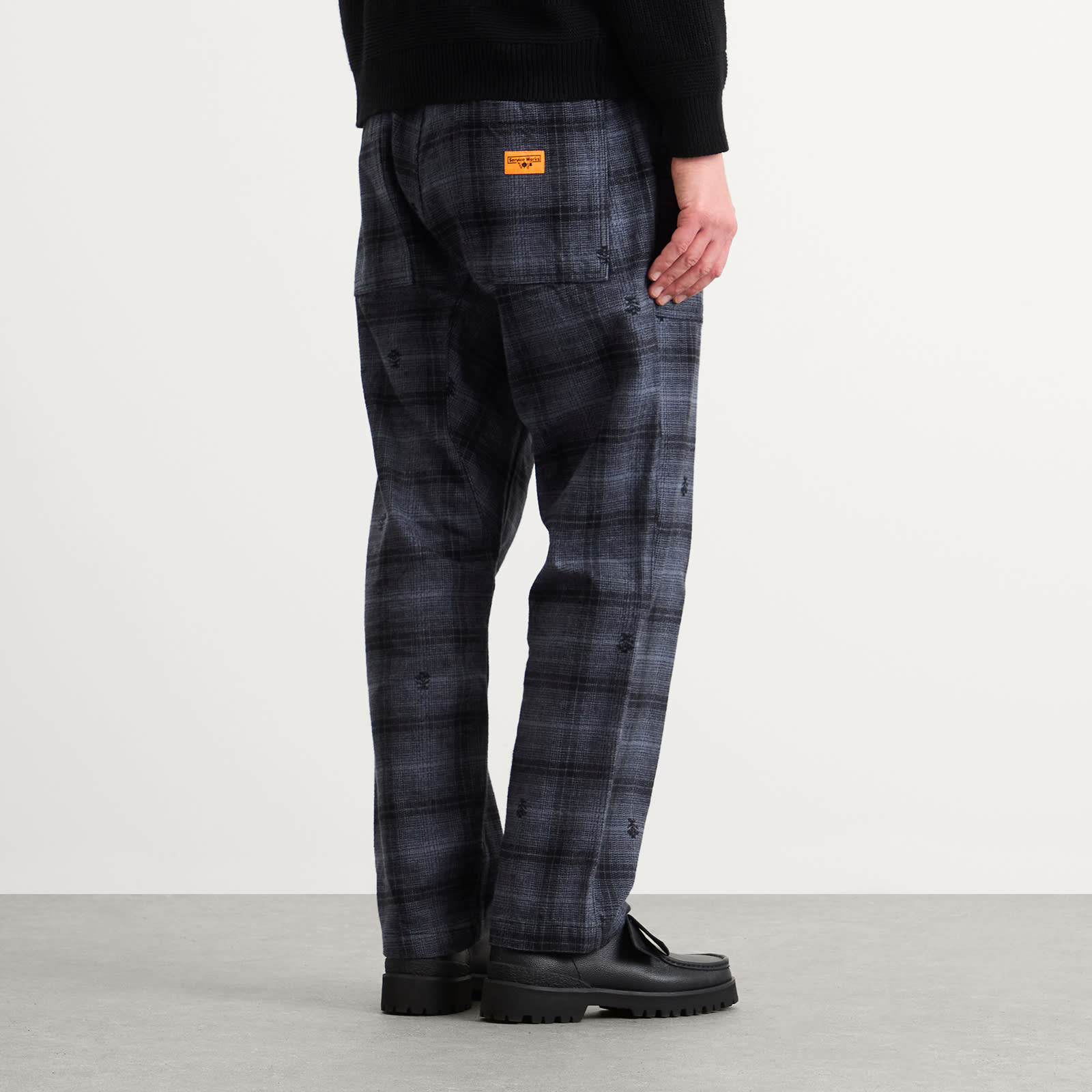 Men's Thistle Plaid Chef Pants Black