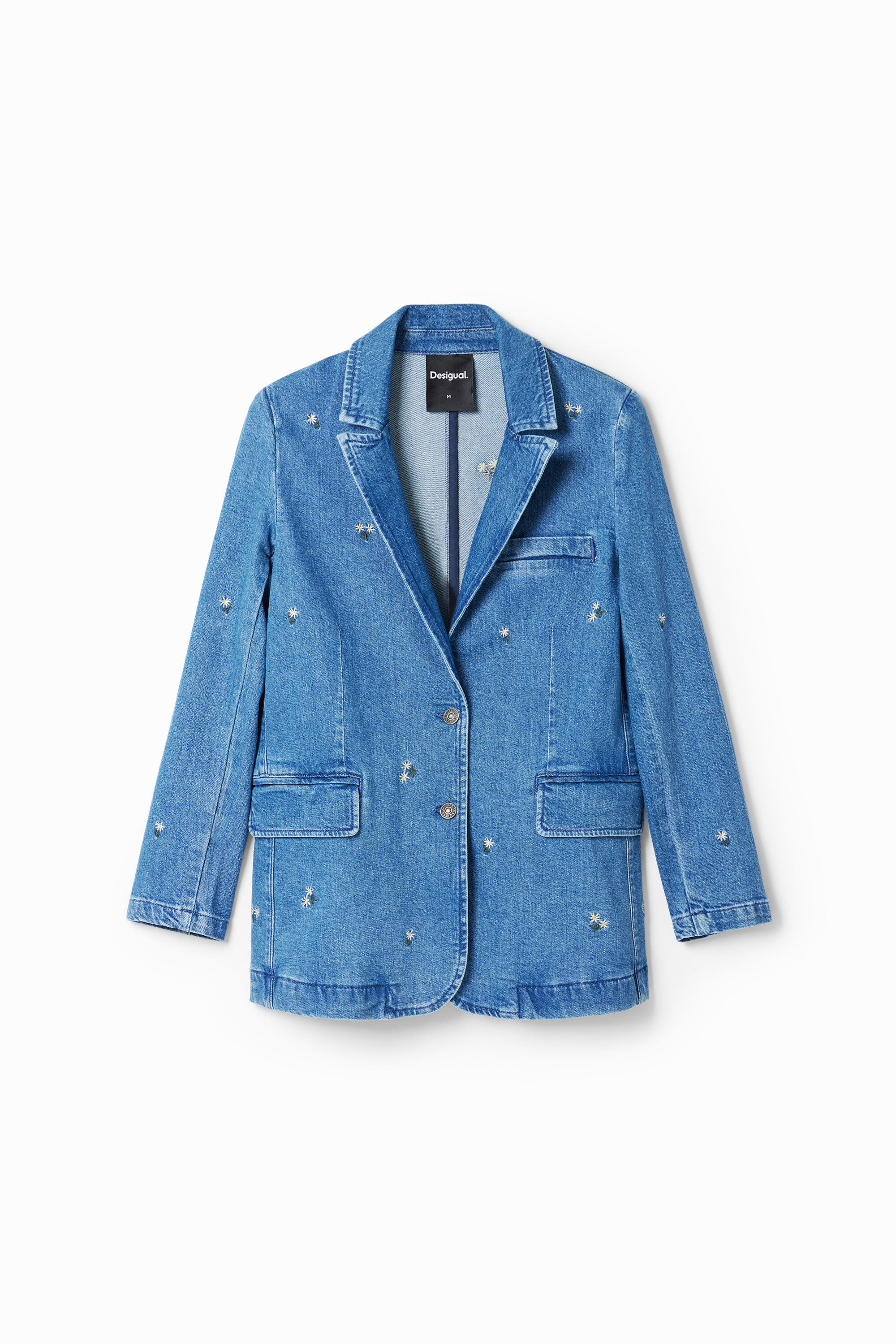 Denim blazer with small flowers