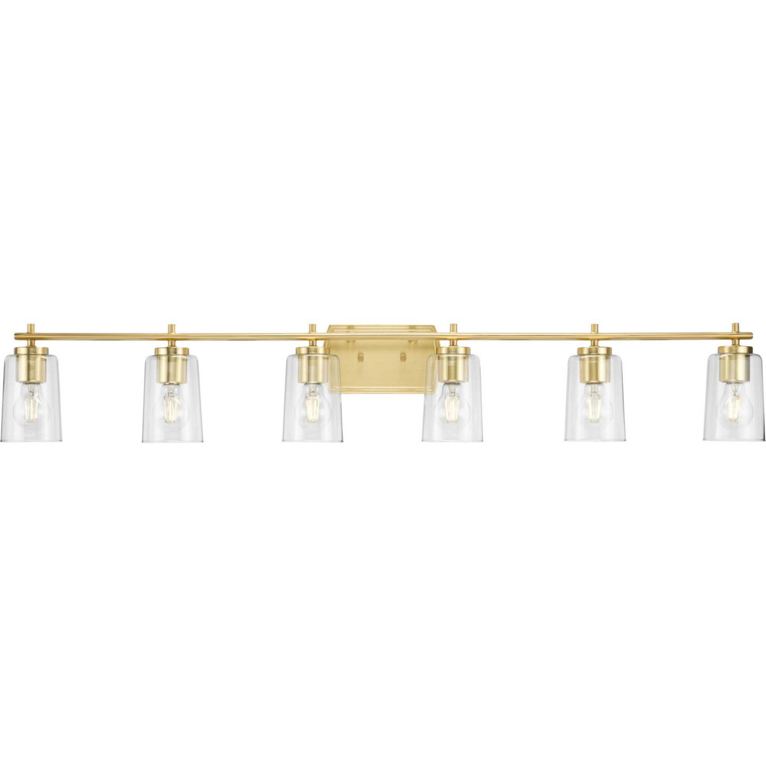 Satin Brass Six Light Bath Vanity from the Adley Collection