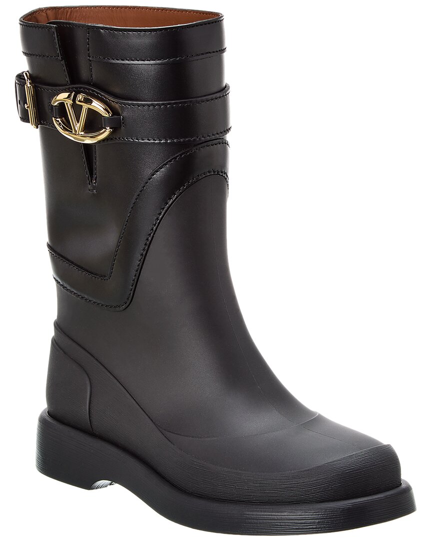 VLogo Rubber & Leather Rain Boot