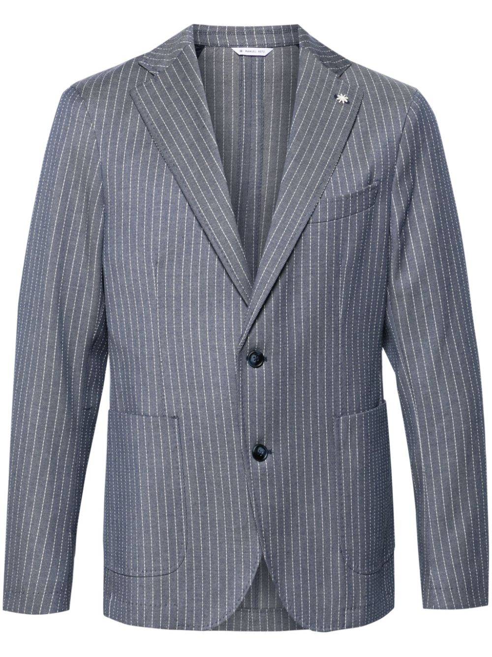 Striped single-breasted blazer - Blue