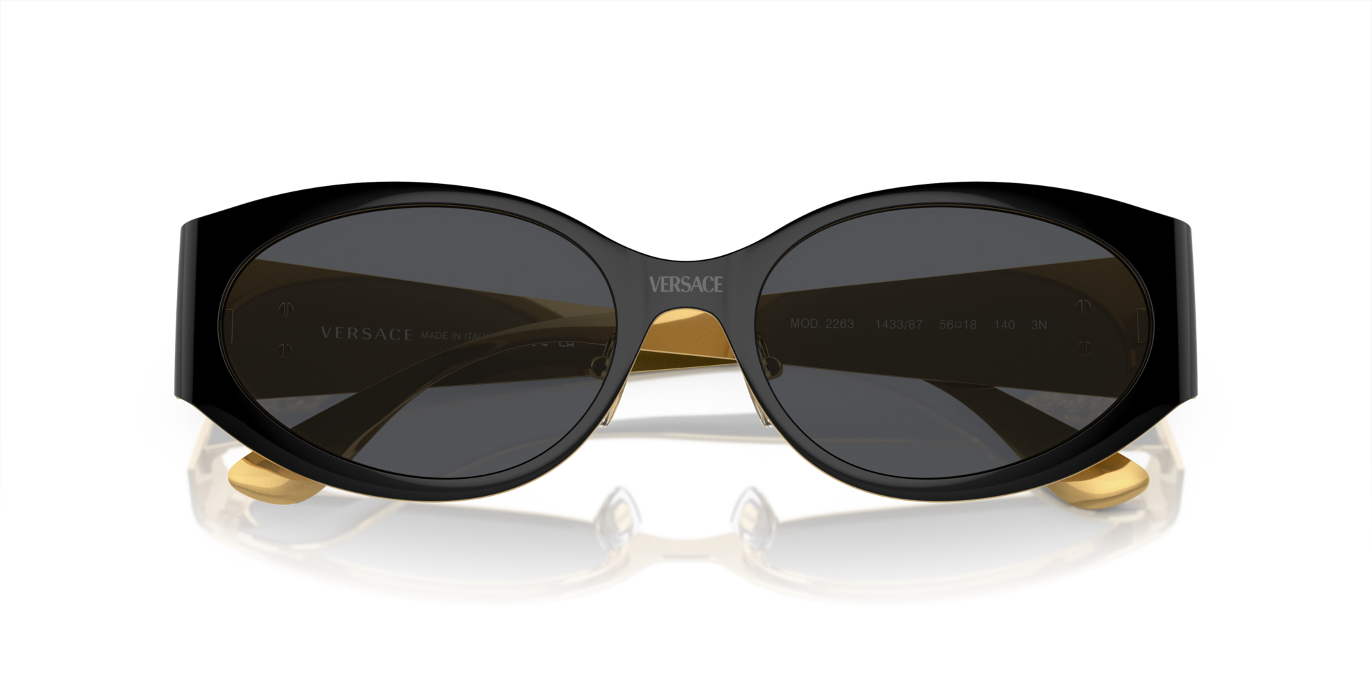 Versace Woman Versace VE2263 143387 Sunglasses Metal Black Grey Round Norma