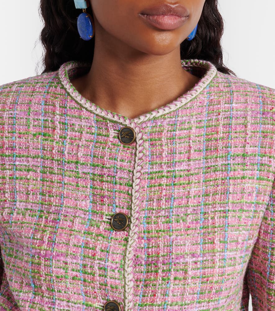 Checked cotton-blend tweed jacket