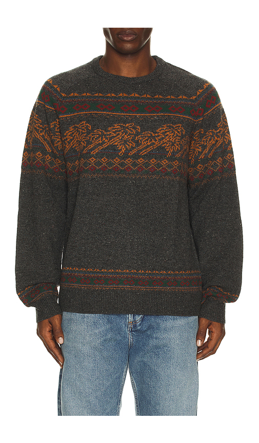 Faherty Donegal Crew Neck Sweater in Charcoal Coast Fairisle. M also in S, L, XL/1X