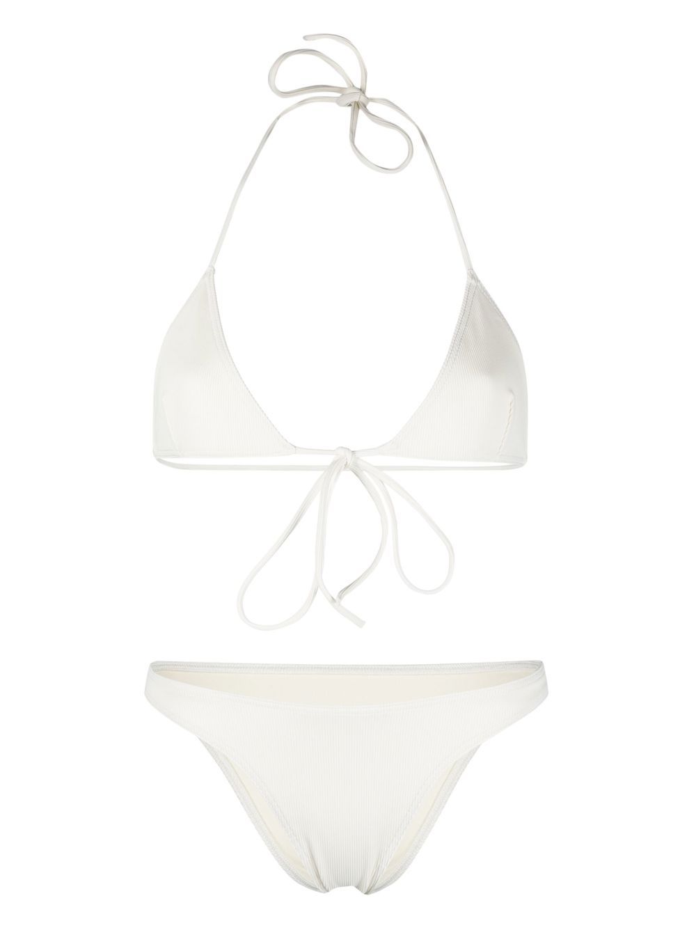Front tie-fastening detail bikini set - Neutrals