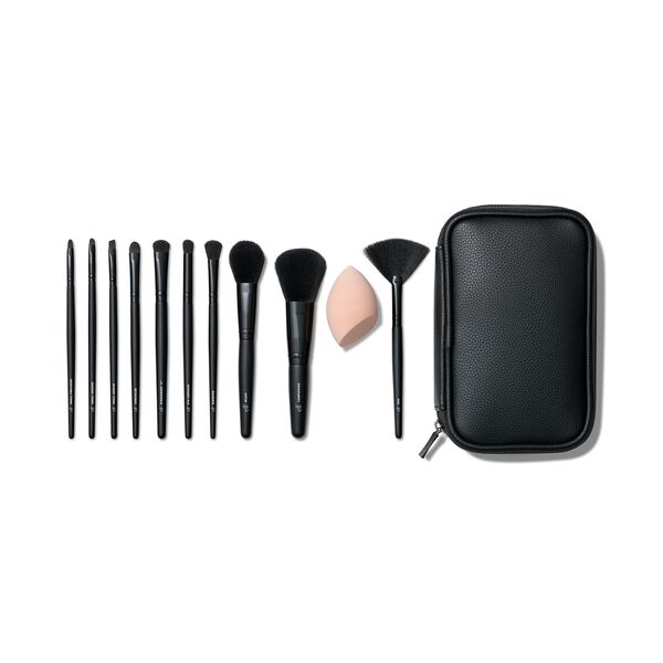Full Face & Eye Makeup Brush Set with Travel Case - Vegan and Cruelty-Free Makeup