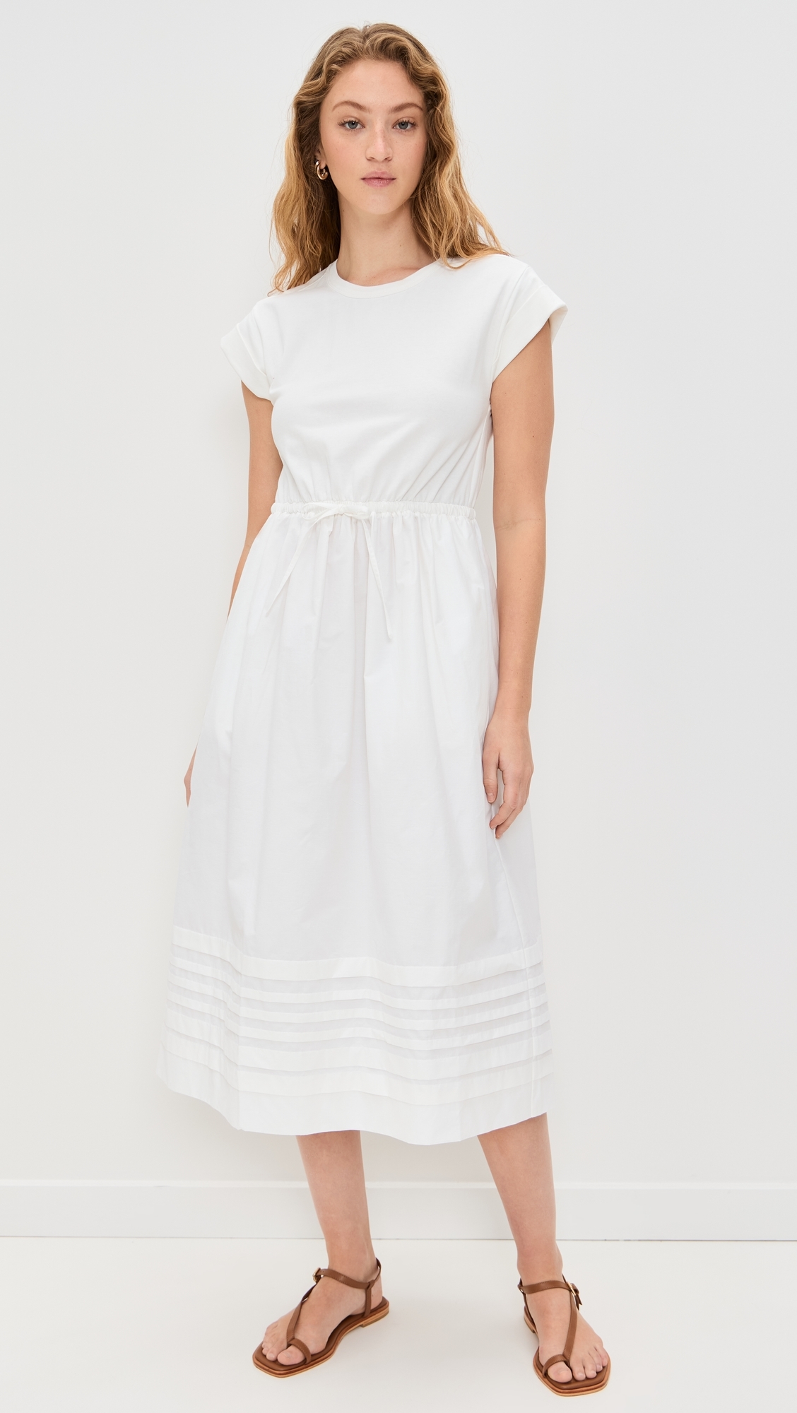 T Shirt Dress with Shirring White