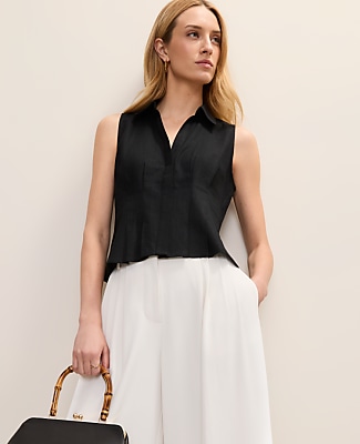 Ann Taylor Sleeveless Flare Shirt in Linen Blend