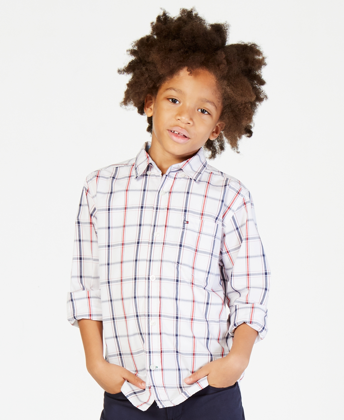 Big Boys Samuel Plaid Button-Down Shirt - White