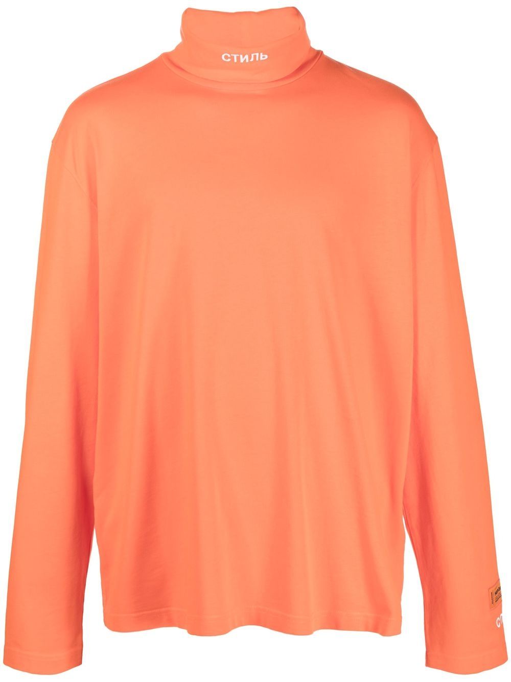 Logo-detail roll-neck jumper - Orange