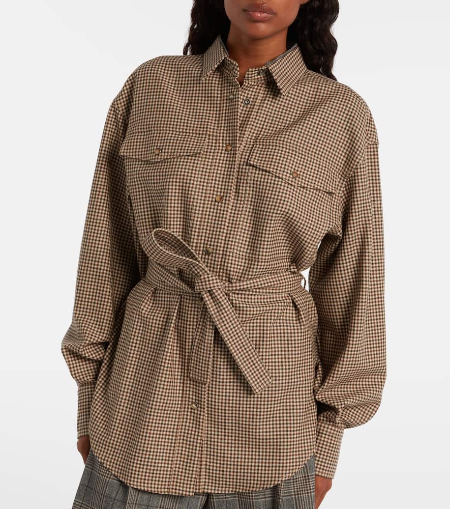 Checked virgin wool overshirt