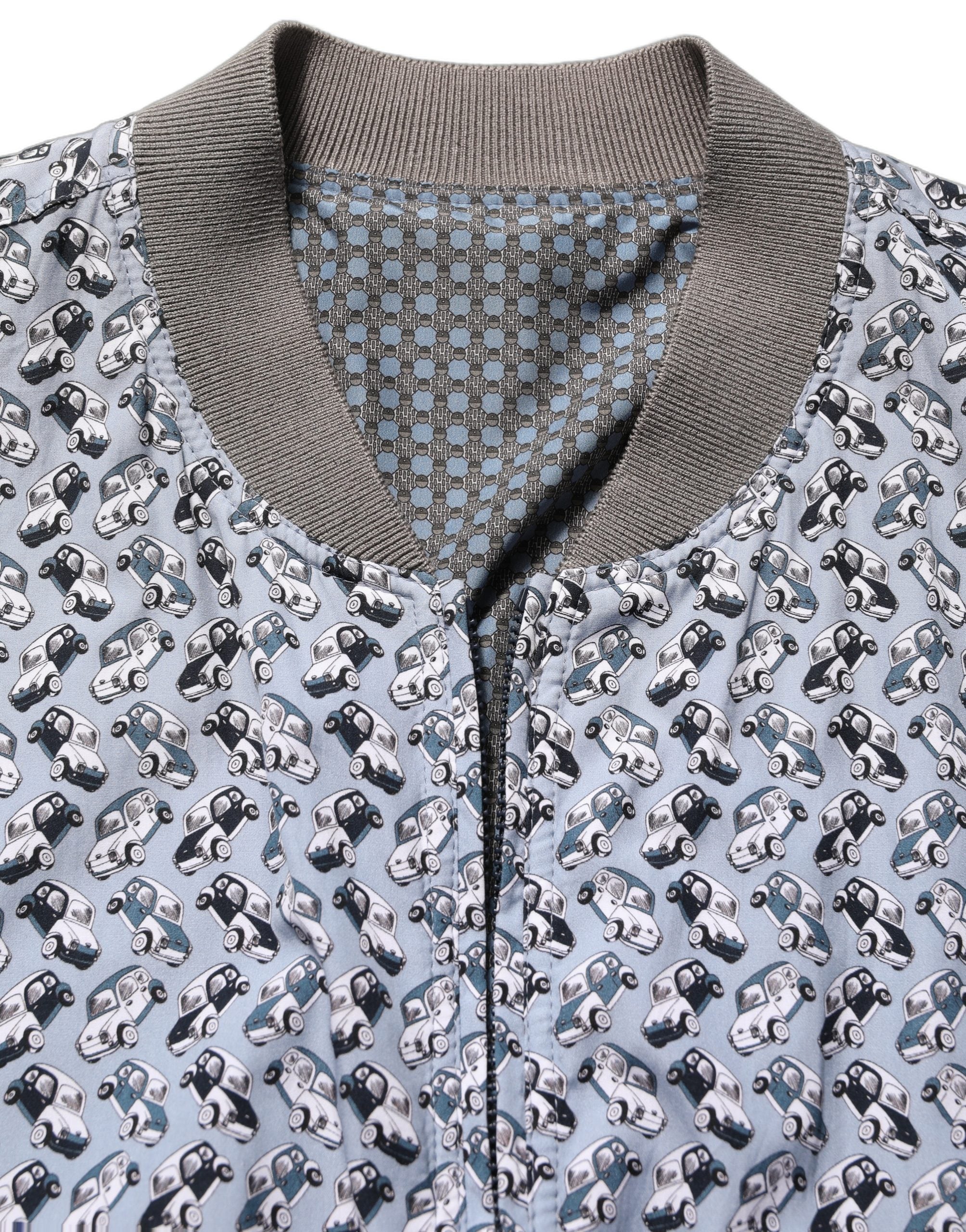 Car Print Cotton Jacket — Blue