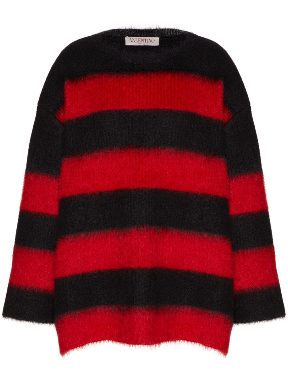 Stripe-pattern mohair-blend jumper - Red