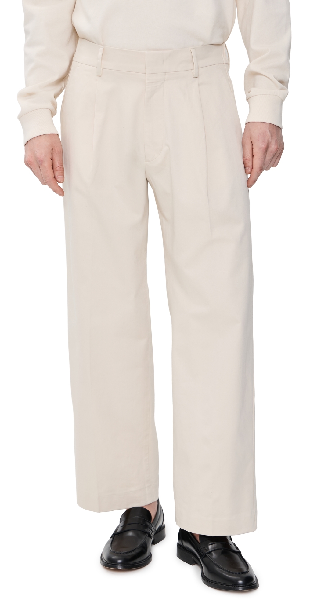 Kaye Cotton Relaxed Pleated Trousers Ivory